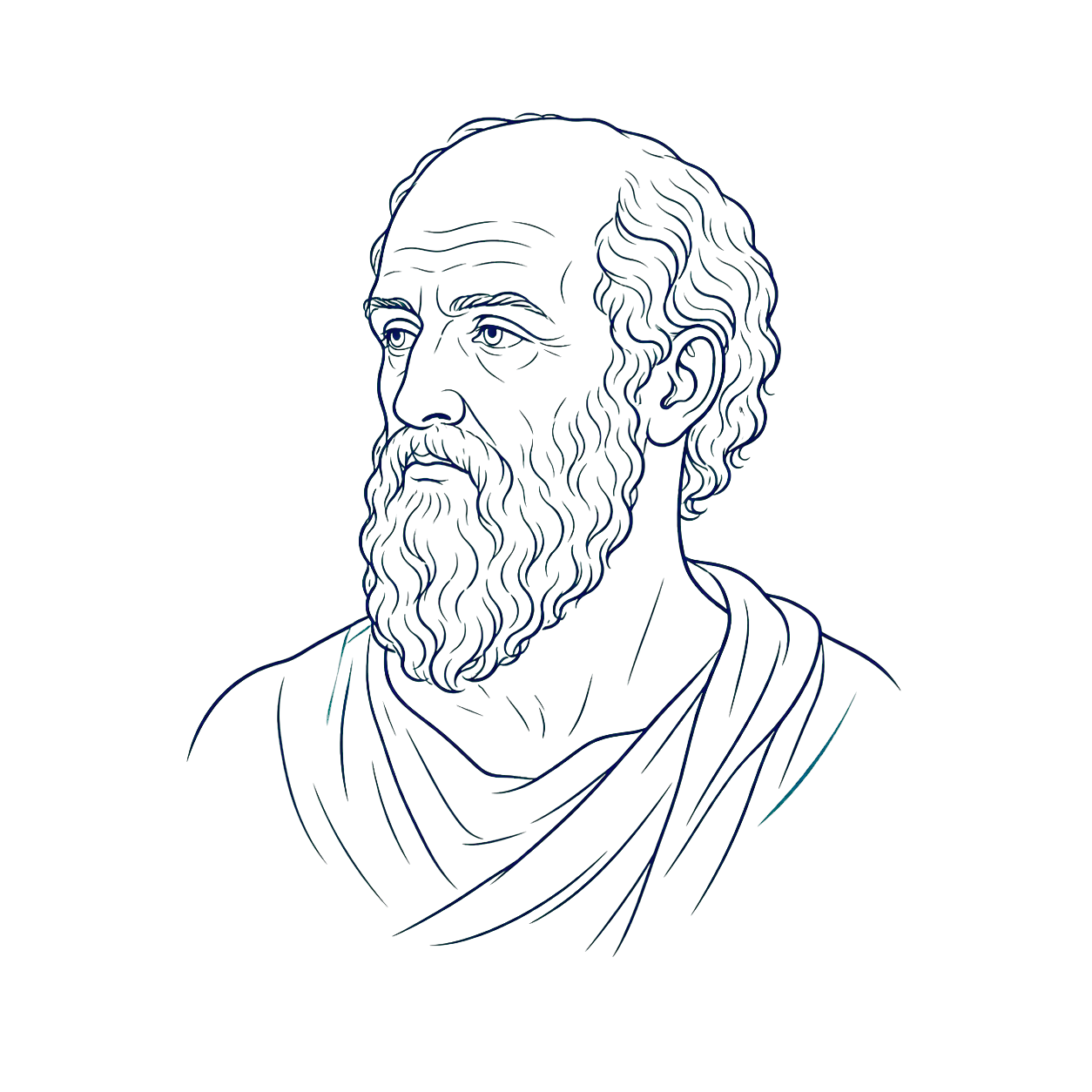 Line illustration of Hippocrates